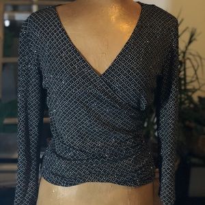 Sparkly black fitted stretch top